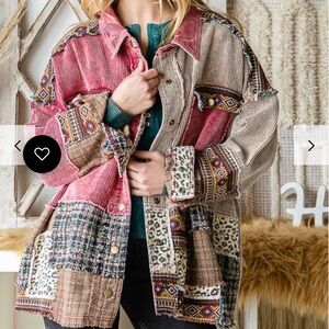 OH172– Oli & Hali Vibrant Patchwork Jacket with buttons and pockets